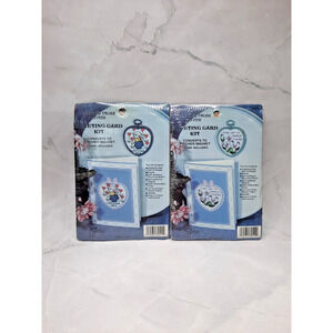 Vtg The New Berlin Counted Cross Stitch Greeting Card Kit Lot of Two Joy Love